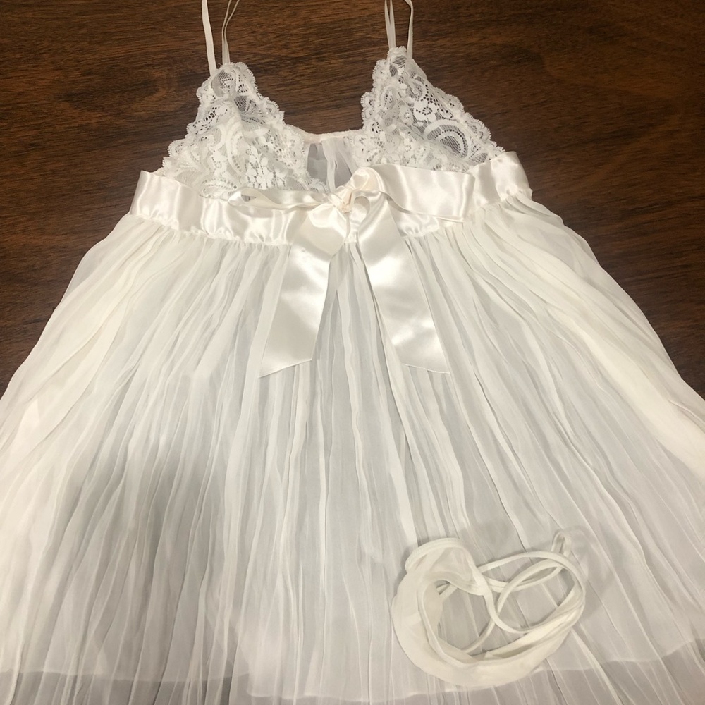 Women Lingerie Chemise Nightwear, White, Size XS